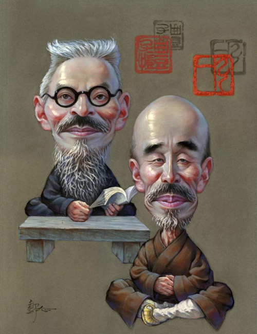 《丰子恺与弘一大师》郭冶（浙江）.jpg